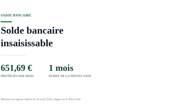 Solde bancaire insaisissable : montant 2026 et fonctionnement